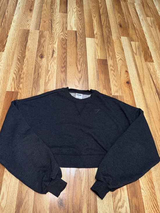 Gymshark Tops - Gymshark Rest Day Sweats Cropped Pullover Sweatshirt Dark Gray Marl Size Small